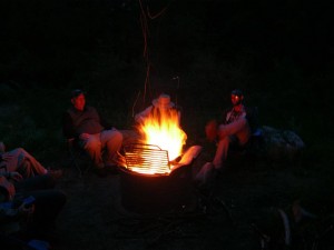The crew relaxing around the campfire Chiricahua Mountains